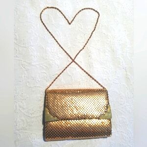 VINTAGE Gold Textured Clutch with Chain Strap